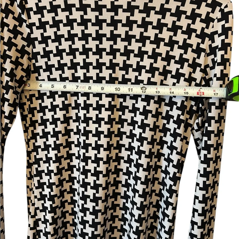 Michael Kors‎ Black and White Houndstooth Dress Size XS Zip Back Gold Hardware